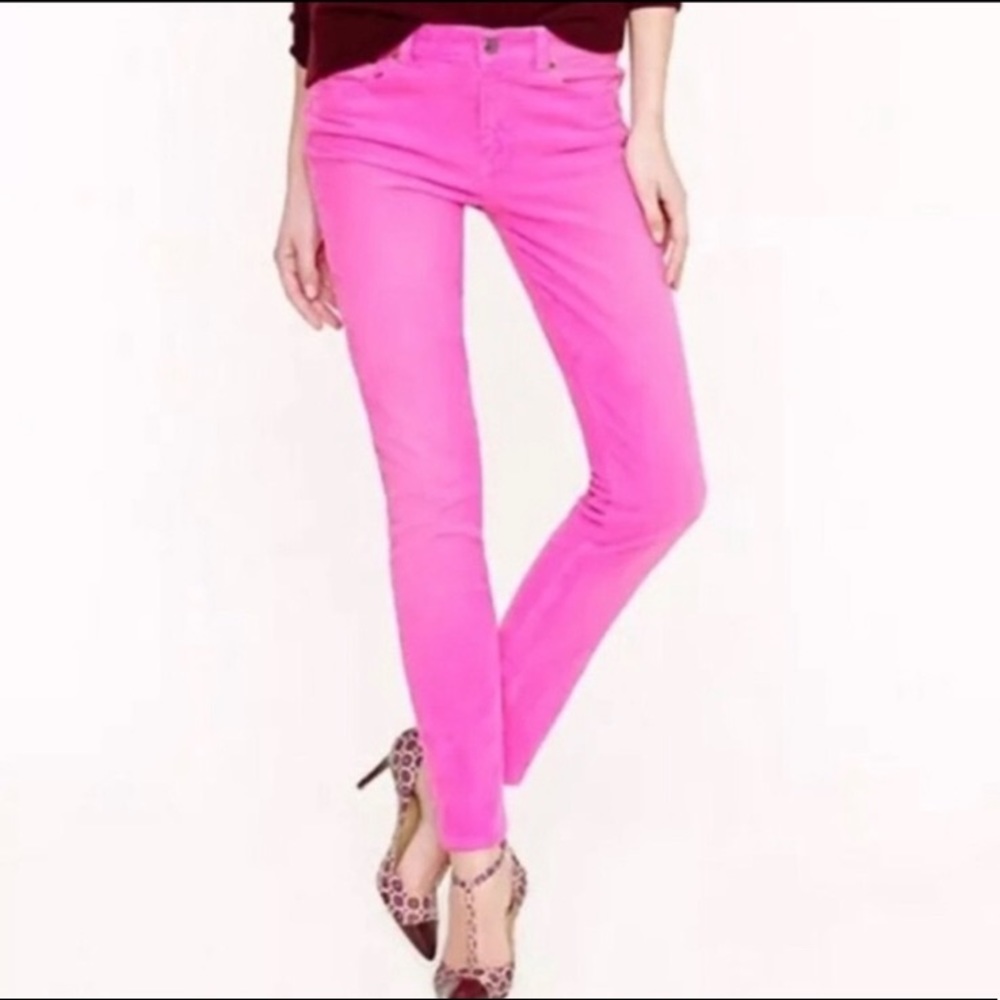 J. Crew toothpick ankle jeans in hot pink, size 26